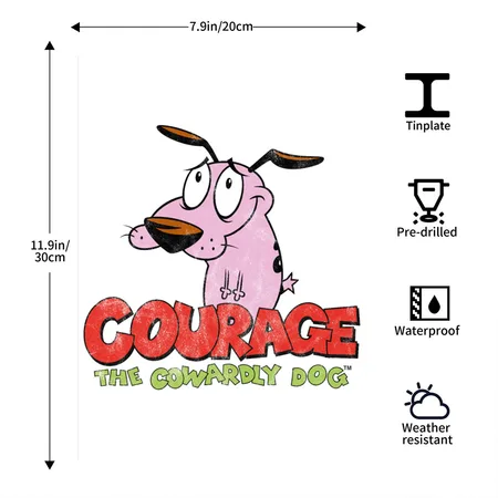 Courage The Cowardly Dog White Metal Poster Wall Art Decor Sign