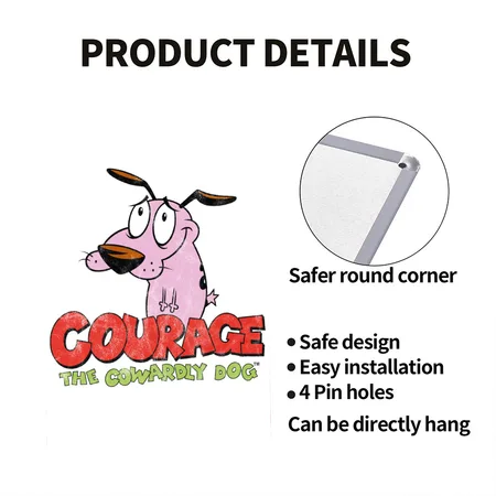 Courage The Cowardly Dog White Metal Poster Wall Art Decor Sign
