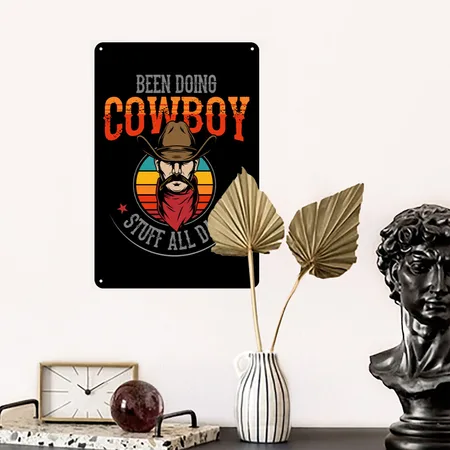 Cowboy, Cowboy Country, Cowboy Stuff Black Metal Poster Wall Art Decor Sign