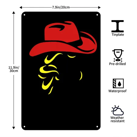 Cowgirl Black Metal Poster Wall Art Decor Sign