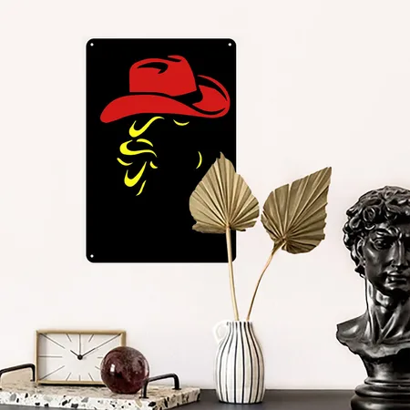 Cowgirl Black Metal Poster Wall Art Decor Sign