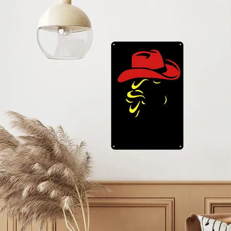 Cowgirl Black Metal Poster Wall Art Decor Sign