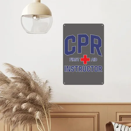 CPR First Aid AED Instructor Charcoal Grey Metal Poster Wall Art Decor Sign