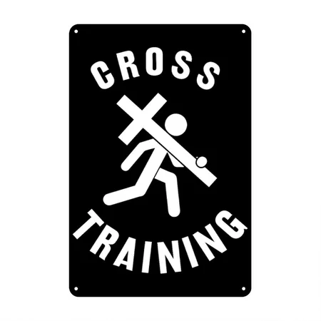 Cross Training Easter Day Christian Black/white Metal Poster Wall Art Decor Sign