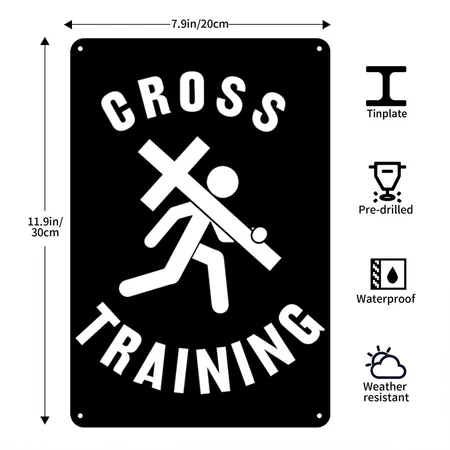 Cross Training Easter Day Christian Black/white Metal Poster Wall Art Decor Sign