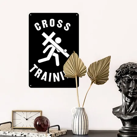 Cross Training Easter Day Christian Black/white Metal Poster Wall Art Decor Sign
