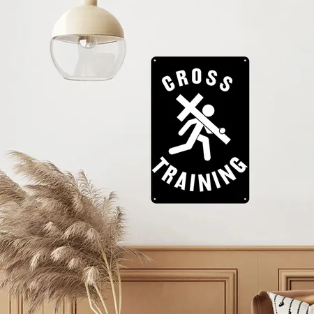 Cross Training Easter Day Christian Black/white Metal Poster Wall Art Decor Sign