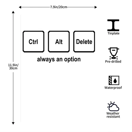 CTRL ALT DELETE White Metal Poster Wall Art Decor Sign