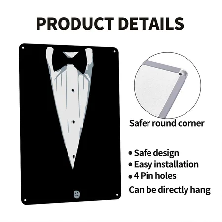 Custom Color Tuxedo Black Metal Poster Wall Art Decor Sign