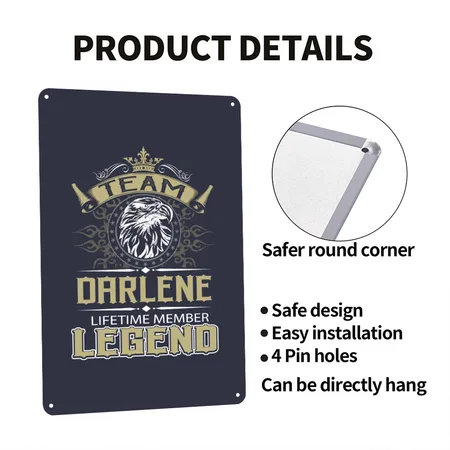 Darlene Name - Darlene Eagle Lifetime Memb Navy/heather Gray Metal Poster Wall Art Decor Sign