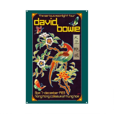 David Bowie Poster The Serious Moonlight Tour White Metal Poster Wall Art Decor Sign