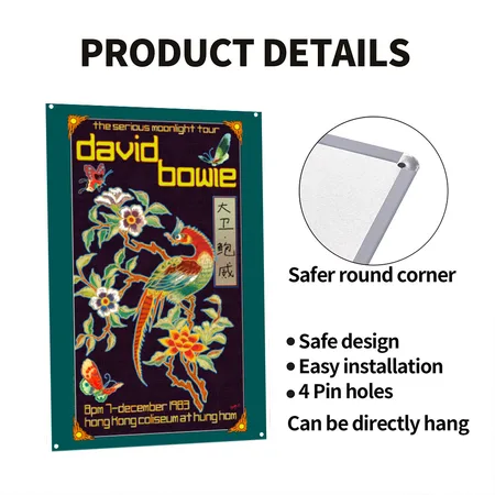 David Bowie Poster The Serious Moonlight Tour White Metal Poster Wall Art Decor Sign