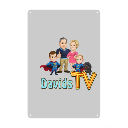 Davidstv Logo Heather Gray Metal Poster Wall Art Decor Sign