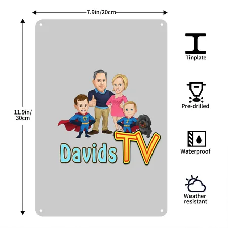 Davidstv Logo Heather Gray Metal Poster Wall Art Decor Sign
