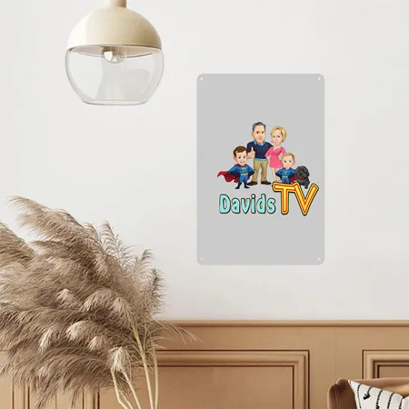 Davidstv Logo Heather Gray Metal Poster Wall Art Decor Sign
