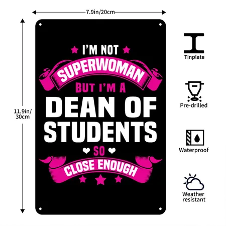 Dean Of Students Black Metal Poster Wall Art Decor Sign