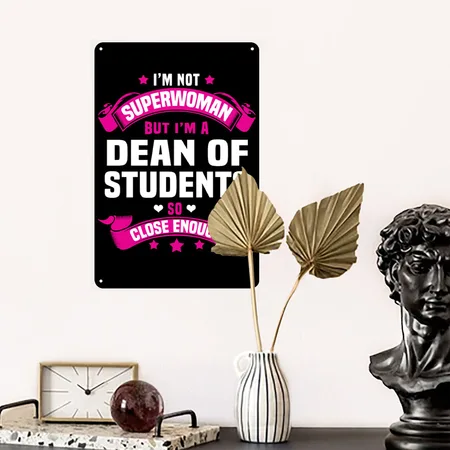 Dean Of Students Black Metal Poster Wall Art Decor Sign