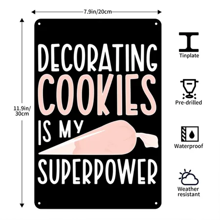 Decorating Cookies Cookie Decorator Cookie Black Metal Poster Wall Art Decor Sign