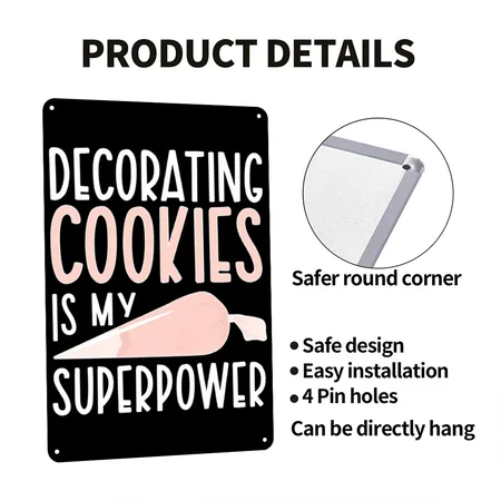 Decorating Cookies Cookie Decorator Cookie Black Metal Poster Wall Art Decor Sign