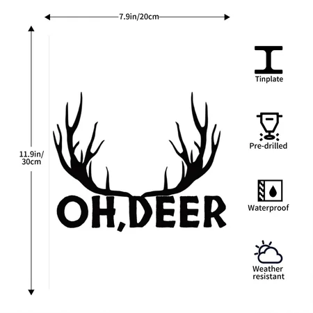 Deer Hunting oh Deer" White Metal Poster Wall Art Decor Sign