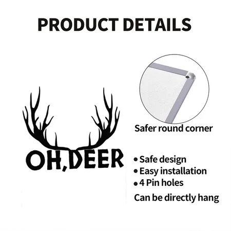 Deer Hunting oh Deer" White Metal Poster Wall Art Decor Sign