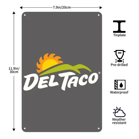 Del Taco Come Food Charcoal Grey Metal Poster Wall Art Decor Sign