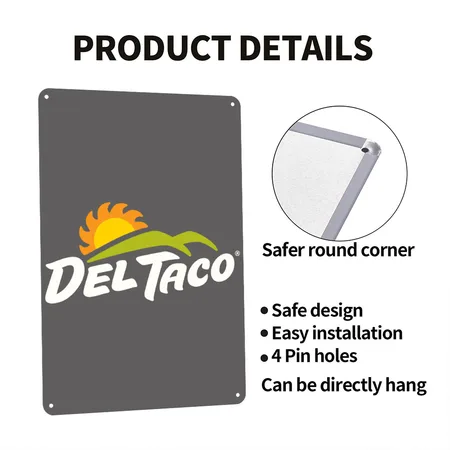Del Taco Come Food Charcoal Grey Metal Poster Wall Art Decor Sign