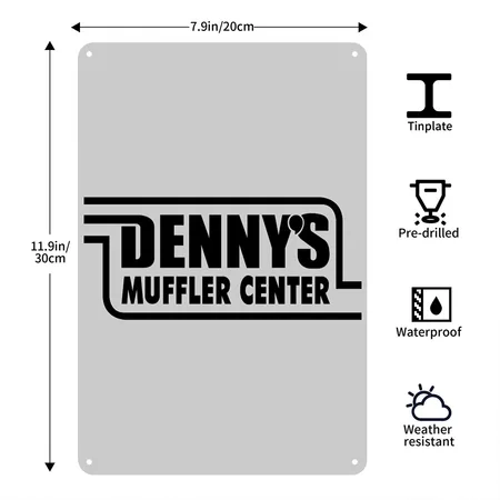 Denny's Muffler Heather Gray Metal Poster Wall Art Decor Sign