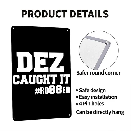 Dez Caught It Dallas Cowboy Black Metal Poster Wall Art Decor Sign
