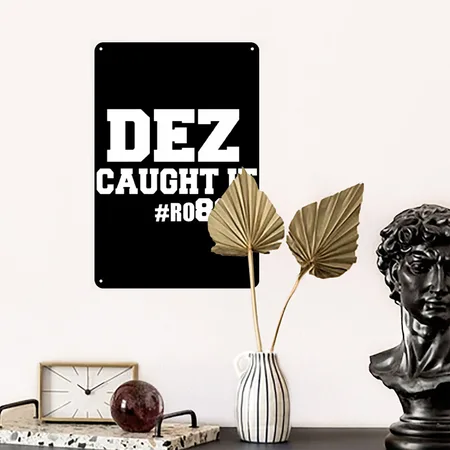 Dez Caught It Dallas Cowboy Black Metal Poster Wall Art Decor Sign
