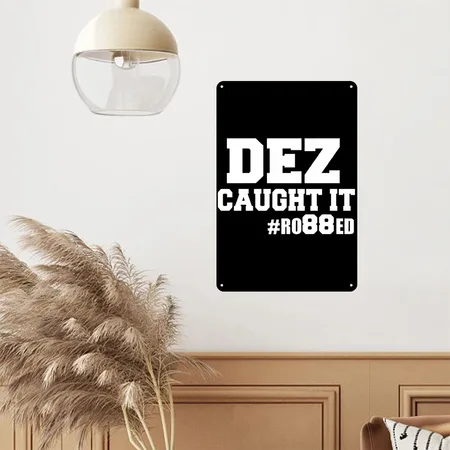 Dez Caught It Dallas Cowboy Black Metal Poster Wall Art Decor Sign