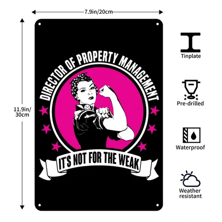 Director Of Property Management Black/white Metal Poster Wall Art Decor Sign