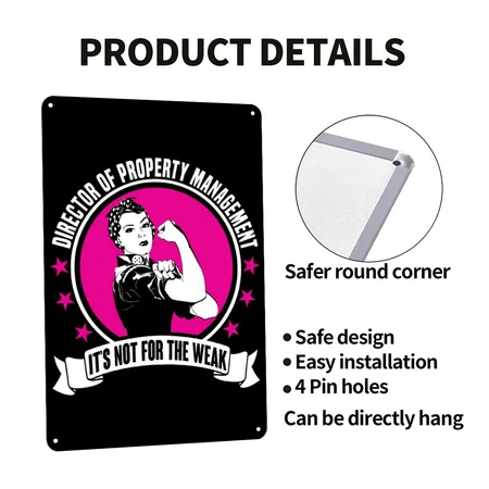 Director Of Property Management Black/white Metal Poster Wall Art Decor Sign