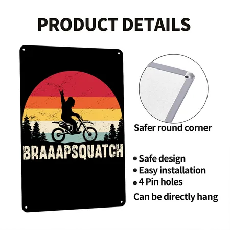 Dirt Bike Braaap Funny Motocross Black Metal Poster Wall Art Decor Sign