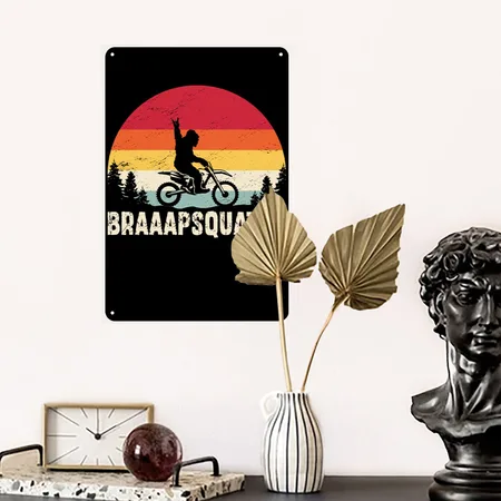 Dirt Bike Braaap Funny Motocross Black Metal Poster Wall Art Decor Sign