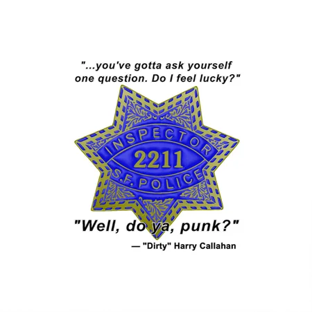 Dirty Harry S. F. Police Inspector Badge 2211 White/black Metal Poster Wall Art Decor Sign