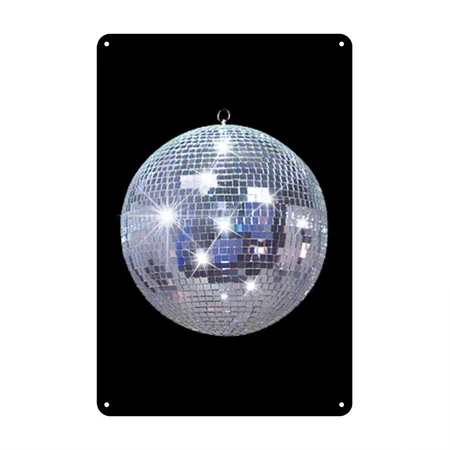 Disco Ball Black Metal Poster Wall Art Decor Sign