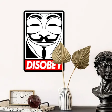 Disobey Black Metal Poster Wall Art Decor Sign