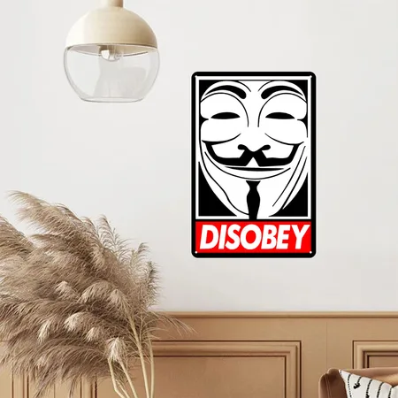 Disobey Black Metal Poster Wall Art Decor Sign