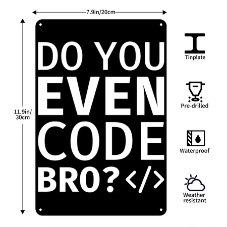 Do You Even Code Bro Black Metal Poster Wall Art Decor Sign