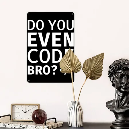 Do You Even Code Bro Black Metal Poster Wall Art Decor Sign