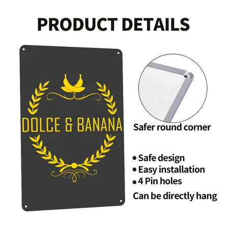 Dolce & Banana Heather Black Metal Poster Wall Art Decor Sign