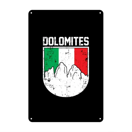 Dolomites Italy Gift Black Metal Poster Wall Art Decor Sign