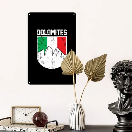 Dolomites Italy Gift Black Metal Poster Wall Art Decor Sign