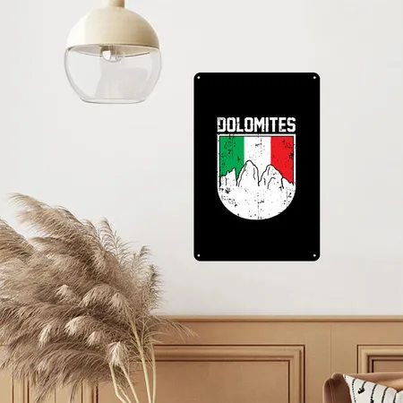 Dolomites Italy Gift Black Metal Poster Wall Art Decor Sign