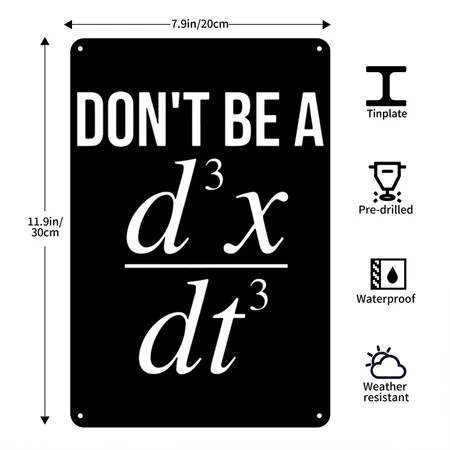 Don T Be A D3x Dt3 Math Black Metal Poster Wall Art Decor Sign