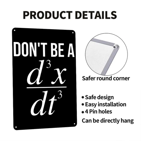 Don T Be A D3x Dt3 Math Black Metal Poster Wall Art Decor Sign