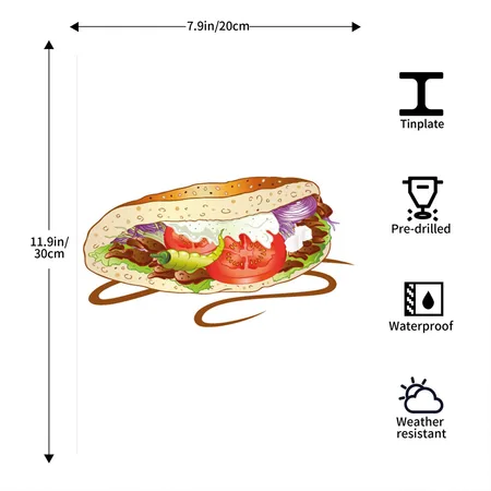 Doner Kebab Fast Food Turkish Tasty White Matte Metal Poster Wall Art Decor Sign