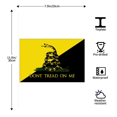 Don't Tread On Me Flag White Metal Poster Wall Art Decor Sign