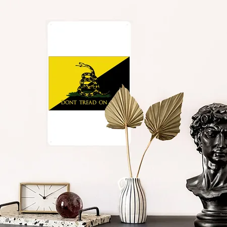 Don't Tread On Me Flag White Metal Poster Wall Art Decor Sign